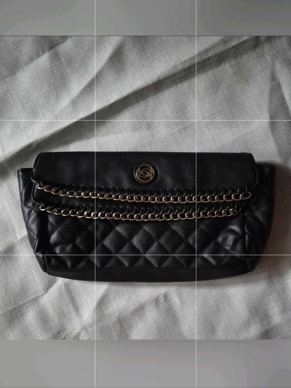 Bebe Black Faux Leather Clutch Bag